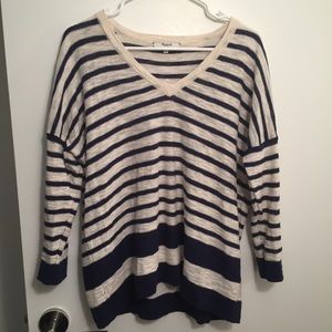 Madewell Navy and Off-White Striped Sweater